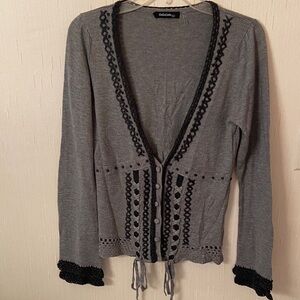 Dolce Cabo Charcoal Cardigan with Black Trim